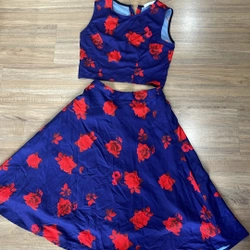 Set Áo crop chân váy hoa dài. Sz S 46-49kg nhẹ nhàng thanh lịch, đã qua sử dụng 506088