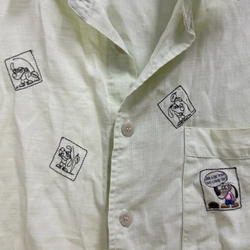 Áo sơ mi linen genca vintage, màu xanh cốm 455016
