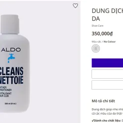 DUNG DỊCH LÀM SẠCH GIÀY DA TRẮNG CỦA ALDO***CLEAN LEATHER SHOE CONDITIONER 90% 581144
