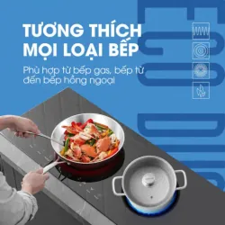 Bộ nồi chảo inox KALITE ECO Dual, inox 304 an toàn, cấu trúc 3 lớp, bắt từ tốt 931530