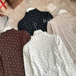 Áo thun dài tay hoa nhí màu nâm đậm freesize dưới 55kg 788830