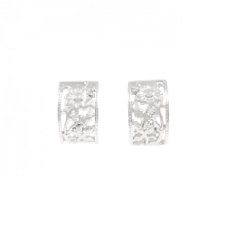 K18WG Bông tai Kim cương Hoa 0.12CT - Hàng hiệu Chính hãng