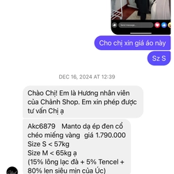 Áo dạ Chảnh shop sz S màu đen 376585