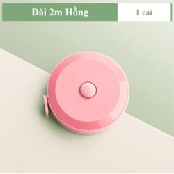 Thước dây dạng cuộn rút mêm dẻo mini, đo eo, đo chiều cao, dài 2M ( Màu hồng)