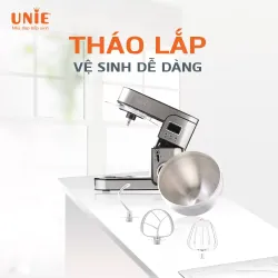 Máy nhồi bột đa năng UNIE EM5 dung tích 8L, 6 tốc độ đánh linh hoạt, phụ kiện đa dạng 958022