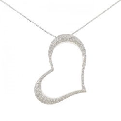 Dây chuyền kim cương pavé hình trái tim 750WG/K18WG 0.72CT - Hàng hiệu Authentic