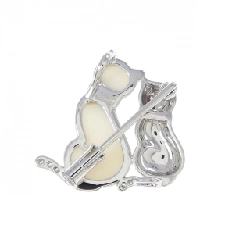 K18WG Brooch Hình Mèo San Hô - Hàng hiệu Chính Hãng 872484