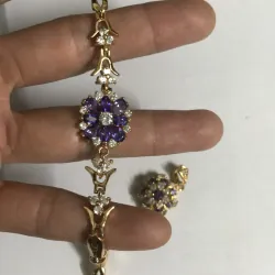 Lắc tay + mặt dây tím thạch anh 977299