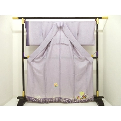 Áo kimono đơn lớp thăm viếng trang trí vàng Yuzen - Hàng hiệu Authentic 875177