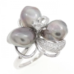 Nhẫn ngọc trai đen hoa K18WG - Hàng hiệu Authentic