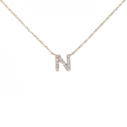 K18PG Chữ cái N Dây chuyền kim cương 0.07CT - Hàng hiệu Chính hãng