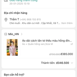 Áo dài cách tân tơ thêu màu hồng đính nơ xinh MINISO 446708