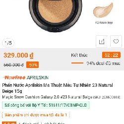 lõi cushion aprilskin màu 23 ( giá lúc mua ở store 560) 21558