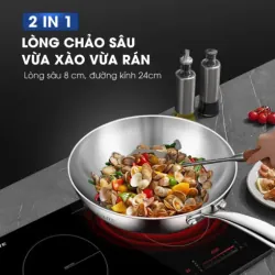Chảo Inox 304 Kalite KWP2501 – Lòng Sâu, Chống Dính Chống Xước, Dẫn Nhiệt Nhanh- Mới 100% 589168