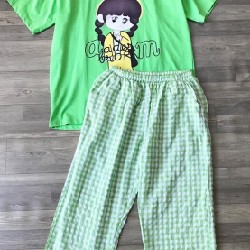 Bộ mặc nhà nữ siêu mát áo cotton quần đũi giá 199k                    