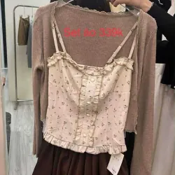 Sét áo 2 dây hoa nhí viền bèo