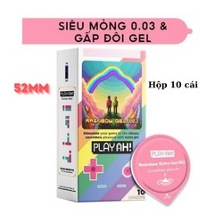 Bao Cao Su PlayAh Rainbow Gel 003 Hộp 10 size 52mm siêu mỏng nhiều gel 184375