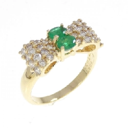 Nhẫn ngọc lục bảo K18YG hình ruy băng 0.37CT - Hàng hiệu Authentic