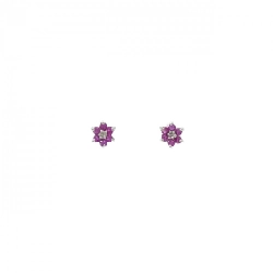 Bông tai Ruby K18WG Hoa 0.20CT - Hàng hiệu Chính hãng