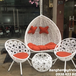 Ghế xích đu đôi mây nhựa treo ban công 492928