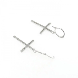 K18WG Bông tai kim cương chéo 0.30CT - Hàng hiệu Authentic 867203