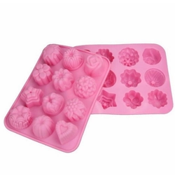 Khuôn silicon làm bánh, rau câu, socola 12 hoa tổng hợp - Mã số 1096 338220