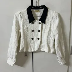 Áo khoác lửng dạ tweet màu trắng  970990