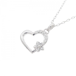 K18WG Mặt Dây Chuyền Hình Tim × Hoa Kim Cương 0.07CT - Hàng hiệu Chính hãng 862890