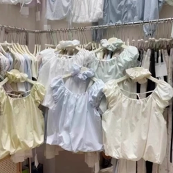 Áo tay phồng dáng bí phối dây sau lưng  544111