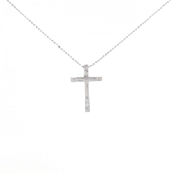 K18WG Dây chuyền kim cương chéo 0.10CT - Hàng hiệu Chính hãng