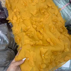 Váy nữ nắng vàng dáng suông kiểu dáng xòe đính hoa nổi siêu xinh 1024440