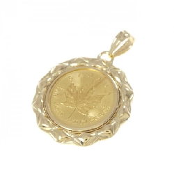 K18YG(枠) Đồng xu Mặt dây chuyền - Hàng hiệu Authentic