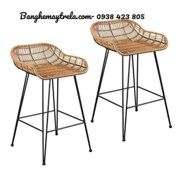 Ghế quầy bar chân sắt nhựa giả mây 475511