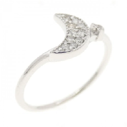 Nhẫn kim cương K18WG hình mặt trăng × ngôi sao 0.07CT