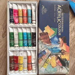 (2hand) Combo bút màu nước + màu nước + màu acrylic đã qua sử dụng  737059