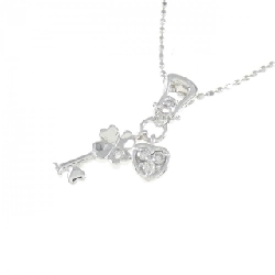 K18WG Mặt Dây Chuyền Hình Tim × Cỏ Ba Lá × Chìa Khóa Đính Kim Cương 0.06CT - Hàng hiệu Chính Hãng 862483