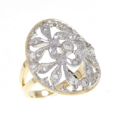 Nhẫn kim cương 750YG/750WG 0.16CT - Hàng hiệu Authentic