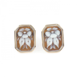 K18PG Shell Cameo Bông Tai - Hàng hiệu Chính hãng