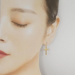 K18YG Bông tai hình chữ thập - Hàng hiệu Chính hãng 868639