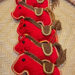 Đồ trang trí Tết Bính Ngọ 2026 con ngựa làm thủ công bằng len, búp bê ngựa bằng len 756055