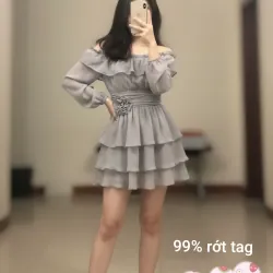 Đầm voan trễ vai xinh xắn size S M còn nguyên tag 1023485