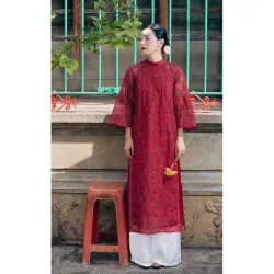 Áo dài Châu Đan - Kiểu dáng cách tân với tone đỏ 930965