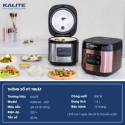 Nồi cơm điện đa năng Kalite KL-620 chính hãng tiết kiệm điện, mới 100% 572970