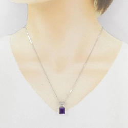 K18WG Đá Amethyst Dây Chuyền 3.72CT - Hàng hiệu Chính hãng 863173