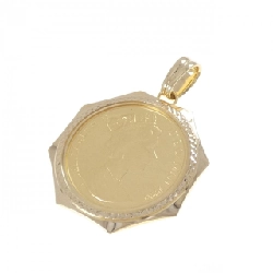 K18YG(枠) Đồng xu Mặt dây chuyền - Hàng hiệu Authentic