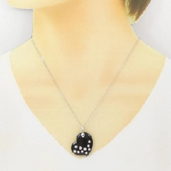 K18WG Dây chuyền hình trái tim Onyx - Hàng hiệu Chính hãng 860337