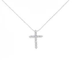 K18WG Dây chuyền kim cương chéo 0.50CT - Hàng hiệu Authentic