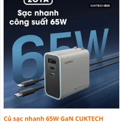 Củ sạc Cuktech 65w GaN 3 cổng out còn mới 732158