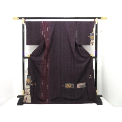 Áo kimono thăm viếng với họa tiết vàng và thêu shibori - Hàng hiệu Authentic