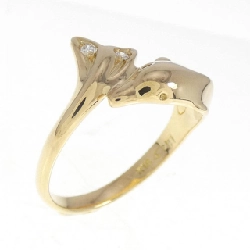 Nhẫn kim cương K18YG hình cá heo 0.04CT